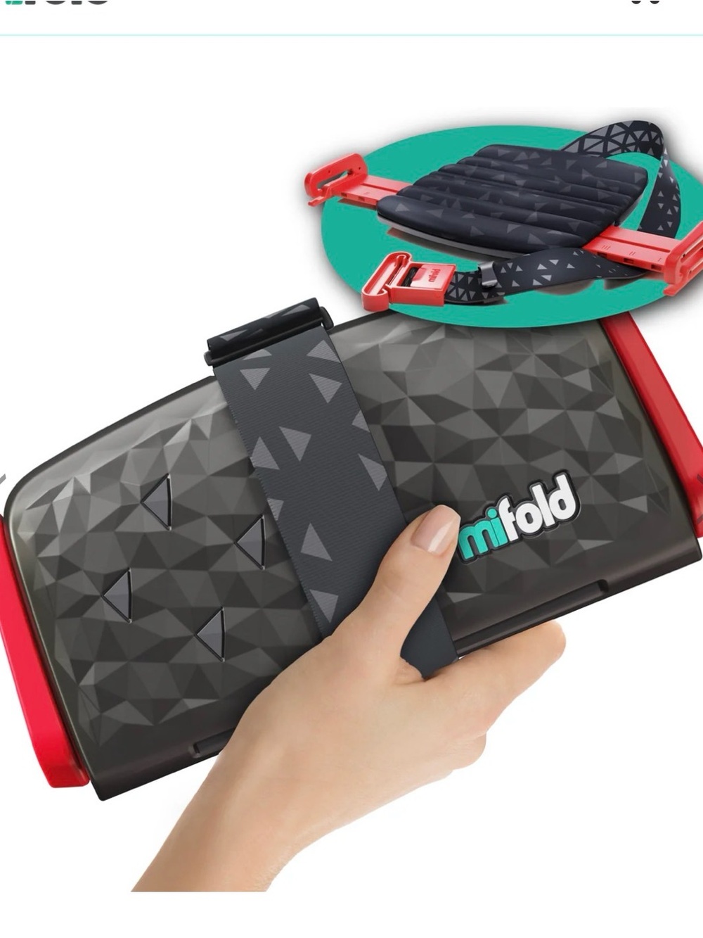 MiFold Booster Seat Compact Travel Booster in Black and Red